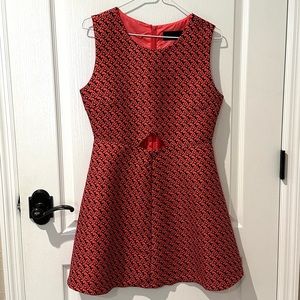 Sleeveless Blaque Label Red ( Coral) and Black Patterned Cutout Dress